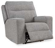 Biscoe - Power Recliner /Adj Headrest - Pewter - R&R Furniture Gallery (Fountain Valley, CA)