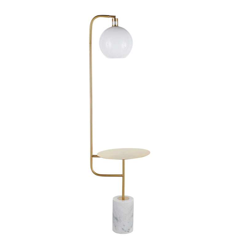 Lumi Source Symbol contemporary floor lamp with white marble side table, modern design, sleek white finish, and stylish lighting.