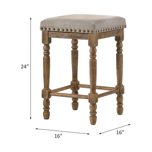 Farsiris - Counter Height Stool (Set of 2) - Beige Fabric & Weathered Oak - R&R Furniture Gallery (Fountain Valley, CA)