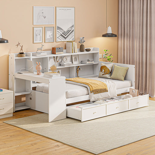 Daybed With 3 Drawers USB Ports And Desk - R&R Furniture Gallery (Fountain Valley, CA)