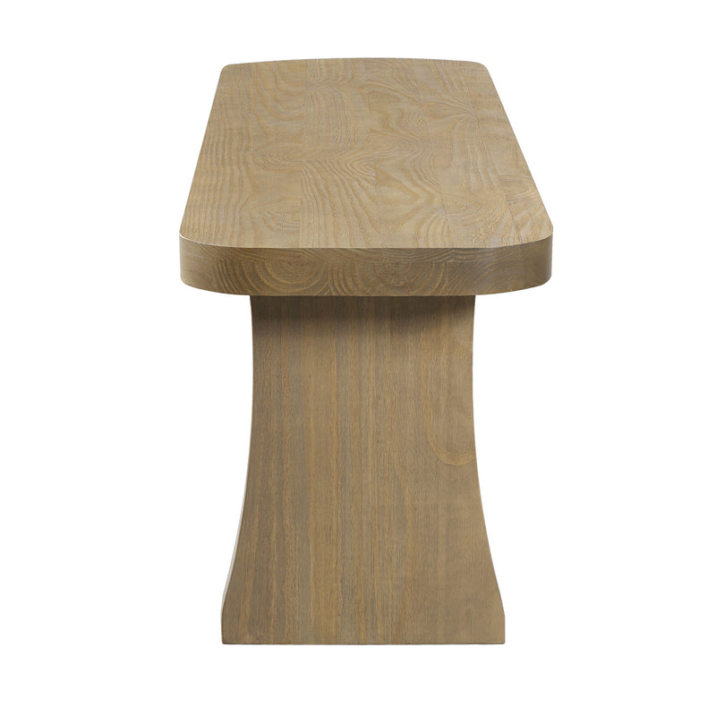 Indoor pine dining bench by Noble House, showcasing a sturdy wooden seat with a natural finish and simple design for dining room.