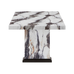 Dining Table With Double Pedestal Base - Black White