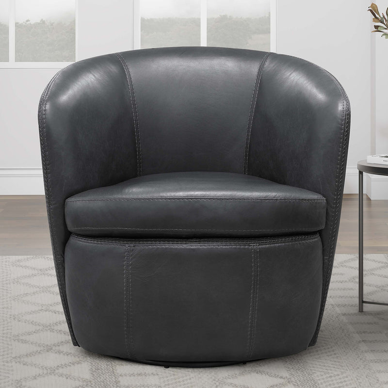 Barolo - 100% Italian Leather Swivel Club Chair (Set of 2)