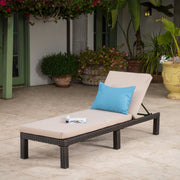 Puerta - Chaise Lounge Frame Cushion Outdoor Wicker Iron - Beige / Dark Brown - R&R Furniture Gallery (Fountain Valley, CA)