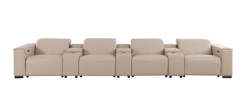 1208 - 7 Piece Leather Sofa With 4 Power Recliners And Power Headrests