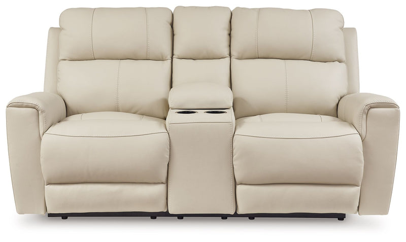 Dahlmoore - Dbl Power Reclining Loveseat With Console - Almond - R&R Furniture Gallery (Fountain Valley, CA)