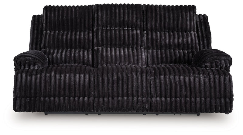 Rhine Falls - Reclining Power Sofa With Drop Down Table - Onyx - R&R Furniture Gallery (Fountain Valley, CA)