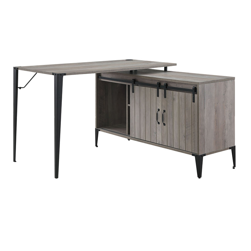 Zakwani - Writing Desk With USB - Gray Oak & Black - R&R Furniture Gallery (Fountain Valley, CA)