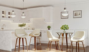 Lumi Source Fabrico mid-century modern dining chair set of 2 with sleek wooden legs and upholstered seats.