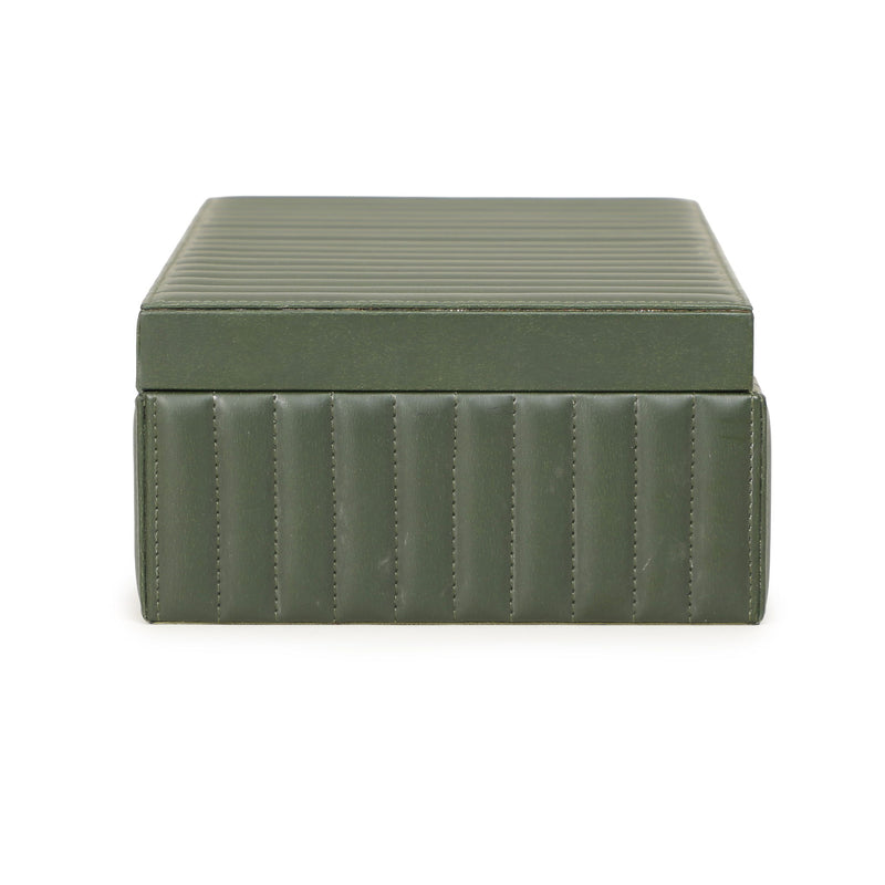 Eton - Ribbed Vegan Leather Hospitality Grade Storage Box - Green - R&R Furniture Gallery (Fountain Valley, CA)