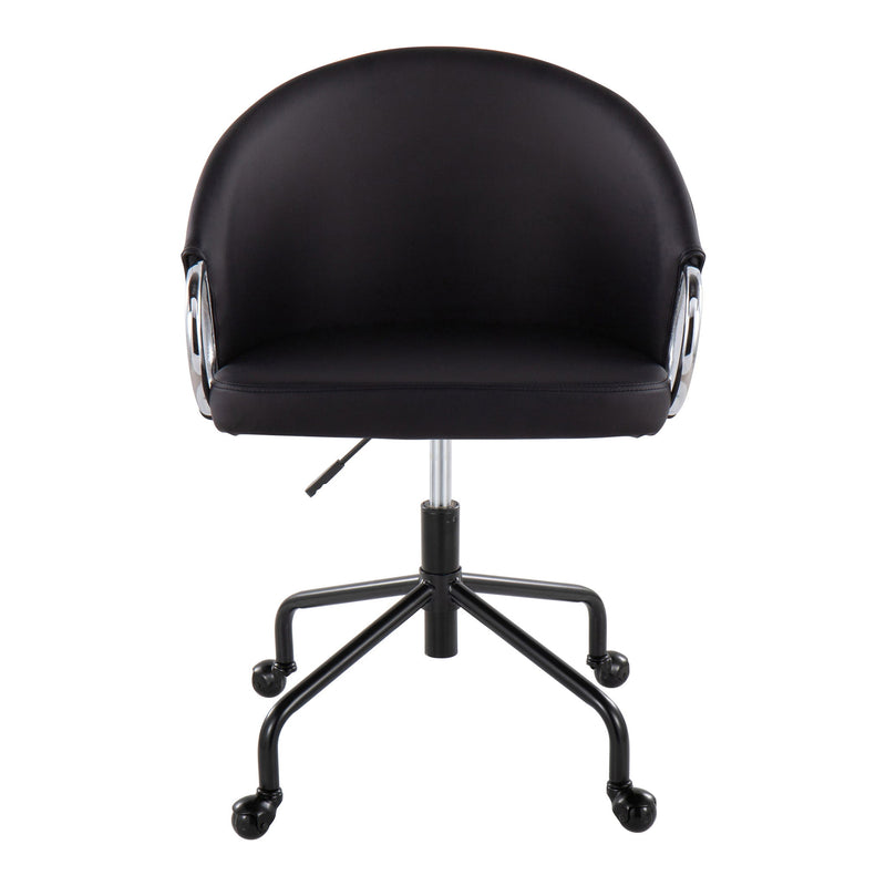 Lumi Source Claire contemporary glam task desk chair with black upholstery and sleek modern design.