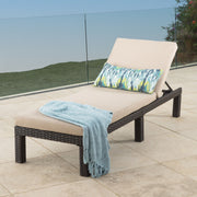 Puerta - Chaise Lounge Frame Cushion Outdoor Wicker Iron - Beige / Dark Brown - R&R Furniture Gallery (Fountain Valley, CA)