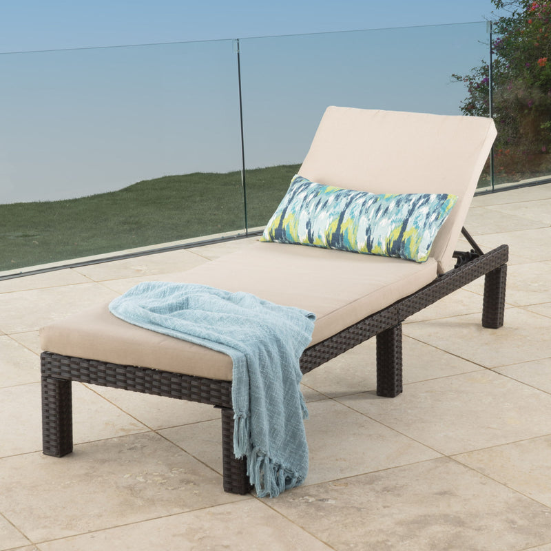 Puerta - Chaise Lounge Frame Cushion Outdoor Wicker Iron - Beige / Dark Brown - R&R Furniture Gallery (Fountain Valley, CA)