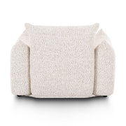 TOV Furniture Saint Tropez Nubby Fabric Armchair in sand color with plush cushioning and rounded arm design.