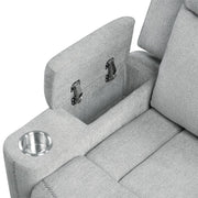 Galya - Motion Loveseat With Console - Light Gray Chenille - R&R Furniture Gallery (Fountain Valley, CA)