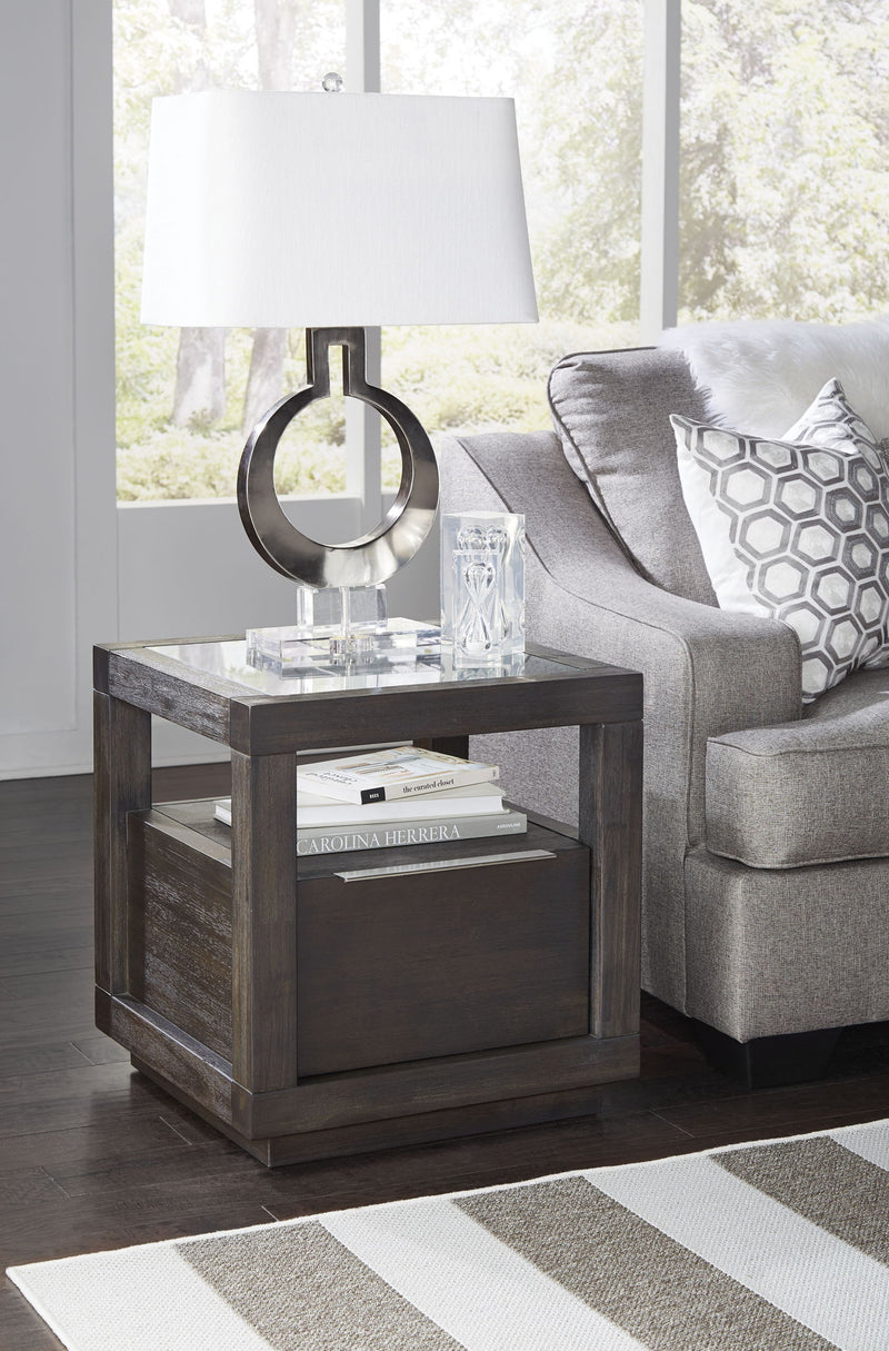 Oxford One Drawer End Table in Basalt Grey