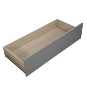 DreamHaus platform bed with headboard, footboard, and wood slat support, showcasing a modern wooden frame and sturdy construction.