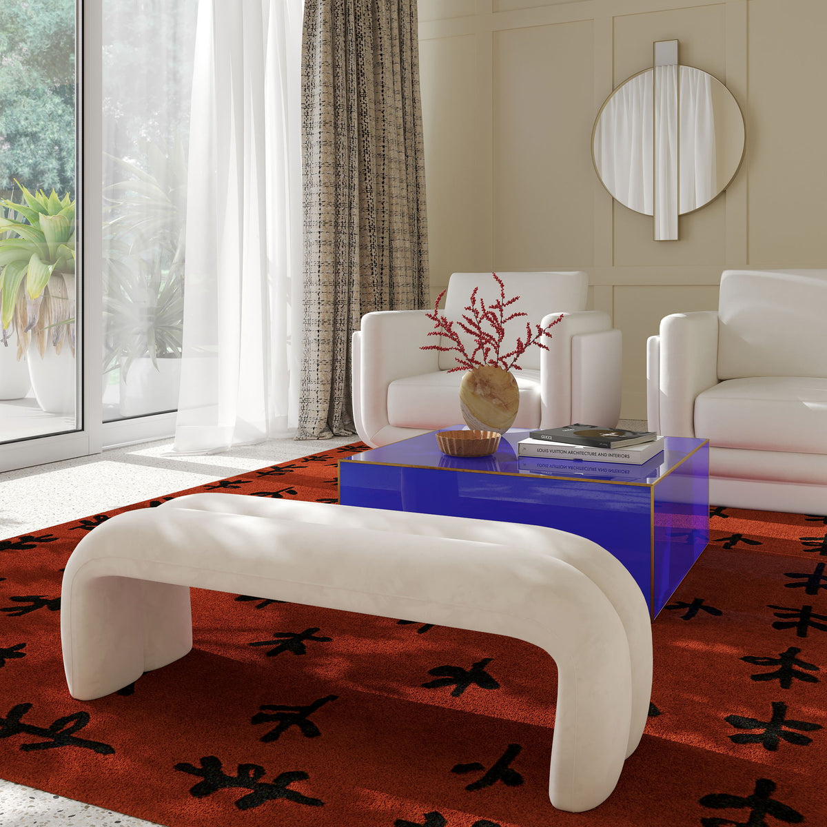 Leigh - Velvet Channeled Bench - R&R Furniture Gallery (Fountain Valley, CA)