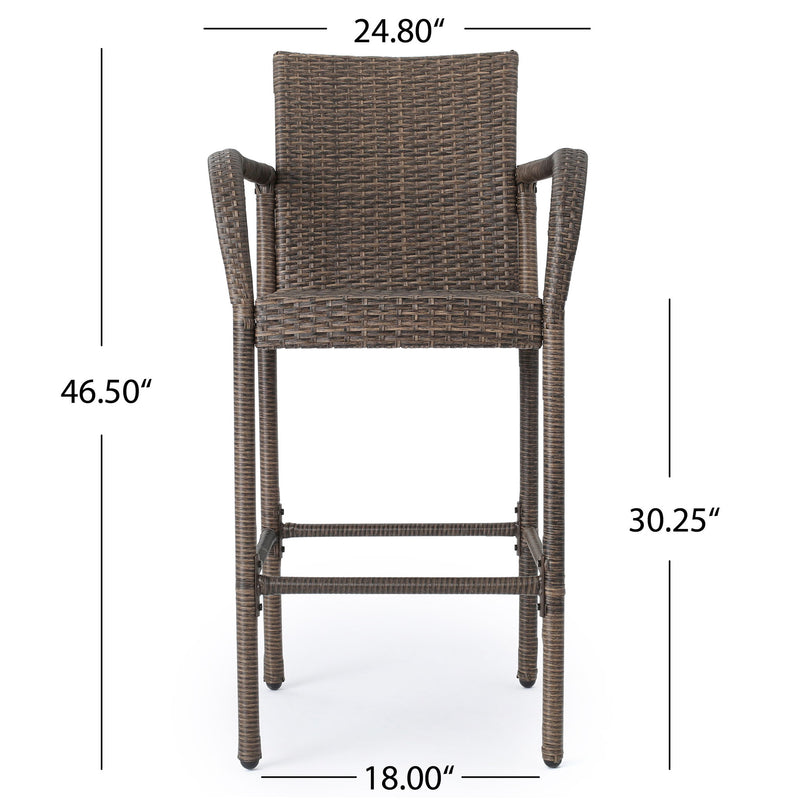 Outdoor Wicker Barstools With Rattan And Iron Frame - R&R Furniture Gallery (Fountain Valley, CA)