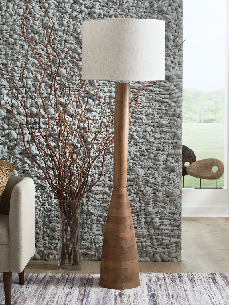 Ailsa - Wood Floor Lamp - Natural Brown - R&R Furniture Gallery (Fountain Valley, CA)