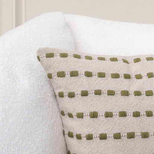 TD Katia 20" x 20" Pillow - Natural / Olive Green - R&R Furniture Gallery (Fountain Valley, CA)