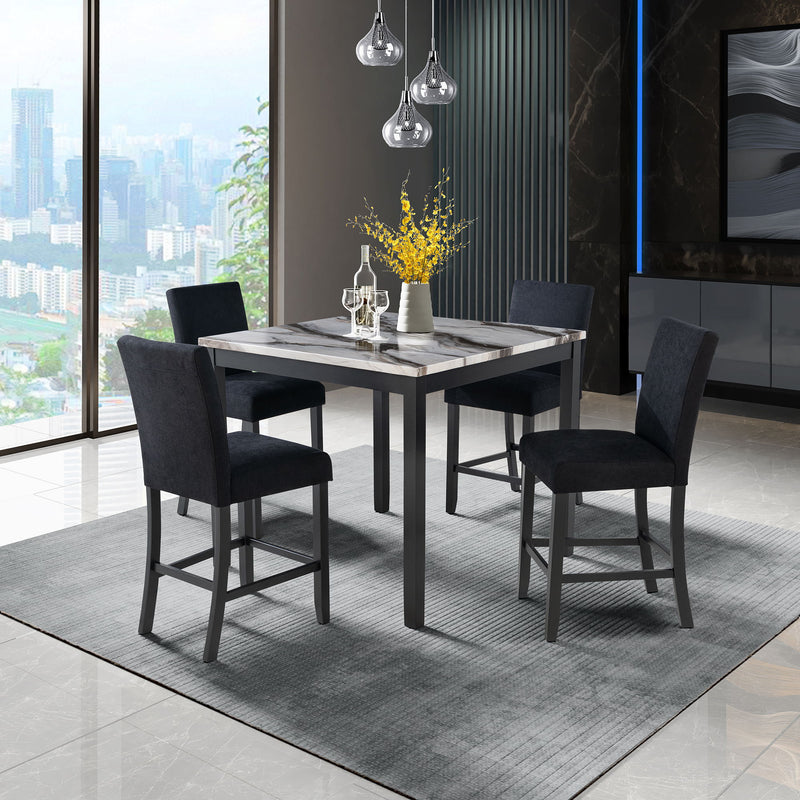 Leoncia - Bar Table And 4 Bar Stools - Espresso / White - R&R Furniture Gallery (Fountain Valley, CA)