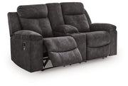 Brysonview - Double Reclining Loveseat With Console - Charcoal - R&R Furniture Gallery (Fountain Valley, CA)