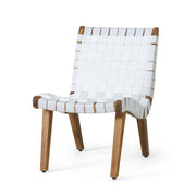 White Charlotte lounge chair by Noble House, modern chair with sleek design and comfortable cushioned seat.