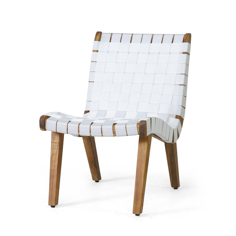 White Charlotte lounge chair by Noble House, modern chair with sleek design and comfortable cushioned seat.