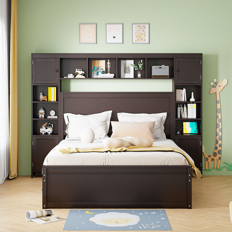 DreamHaus cabinet bed with integrated shelf, sockets, and twin long trundle, showcasing a compact and functional bedroom furniture piece.
