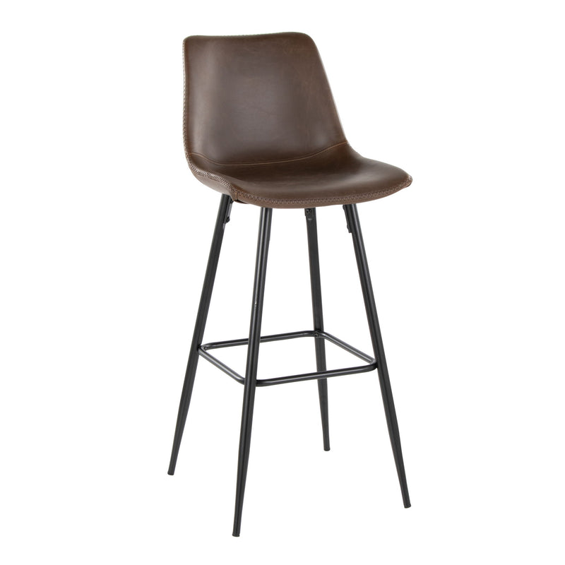 Set of two Lumi Source Durango industrial urban fixed height counter stools with square footrests in black and espresso finish.