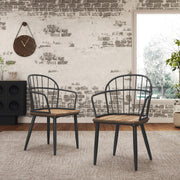 Industrial Inspired Indoor Dining Chair With Metal Legs And Birch (Set of 2) - Black / Natural - R&R Furniture Gallery (Fountain Valley, CA)
