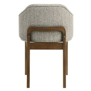 Set of two ACME Oleia side chairs with chenille upholstery and walnut wood legs, featuring a modern, stylish design.