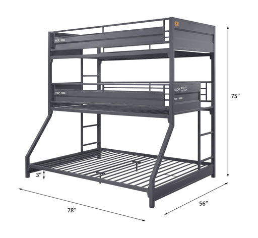 Cargo - Twin Over Twin Over Full Bunk Bed - Gunmetal - R&R Furniture Gallery (Fountain Valley, CA)