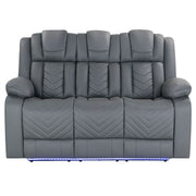 Raize - 10 Power Reclining Sofa With DDT, WC And LED - Gray - R&R Furniture Gallery (Fountain Valley, CA)