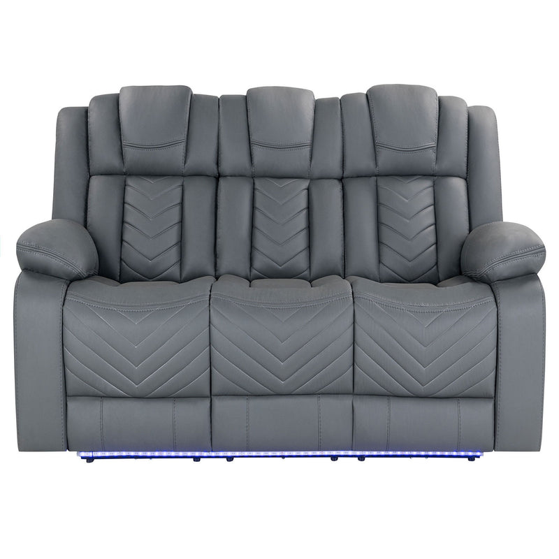 Raize - 10 Power Reclining Sofa With DDT, WC And LED - Gray - R&R Furniture Gallery (Fountain Valley, CA)