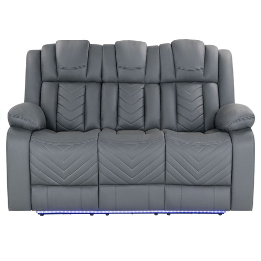 Raize - 10 Power Reclining Sofa With DDT, WC And LED - Gray - R&R Furniture Gallery (Fountain Valley, CA)