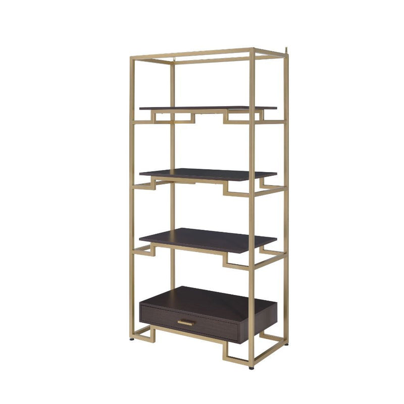 Yumia - Bookshelf - Gold & Walnut - R&R Furniture Gallery (Fountain Valley, CA)