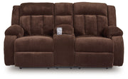 Free Wake - Double Relcining Power Loveseat With Console - Chocolate - R&R Furniture Gallery (Fountain Valley, CA)