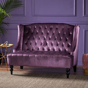 Noble House upholstered loveseat with wingback design, diamond tufting, and plush cushioning for a cozy, elegant seating experience.