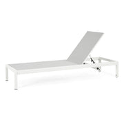 Noble House outdoor patio chaise lounge with five reclining positions, featuring a cushioned seat and sturdy frame for outdoor relaxation.