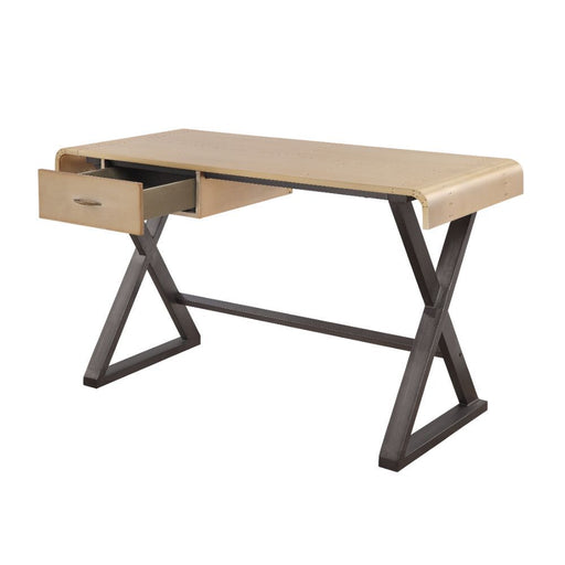 Danton - Executive Writing Desk - Gold Aluminum - R&R Furniture Gallery (Fountain Valley, CA)