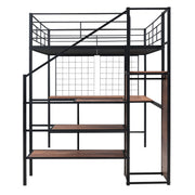 Loft Bed With Desk And Grid, Stylish Frame With Lateral Storage Ladder And Wardrobe - R&R Furniture Gallery (Fountain Valley, CA)