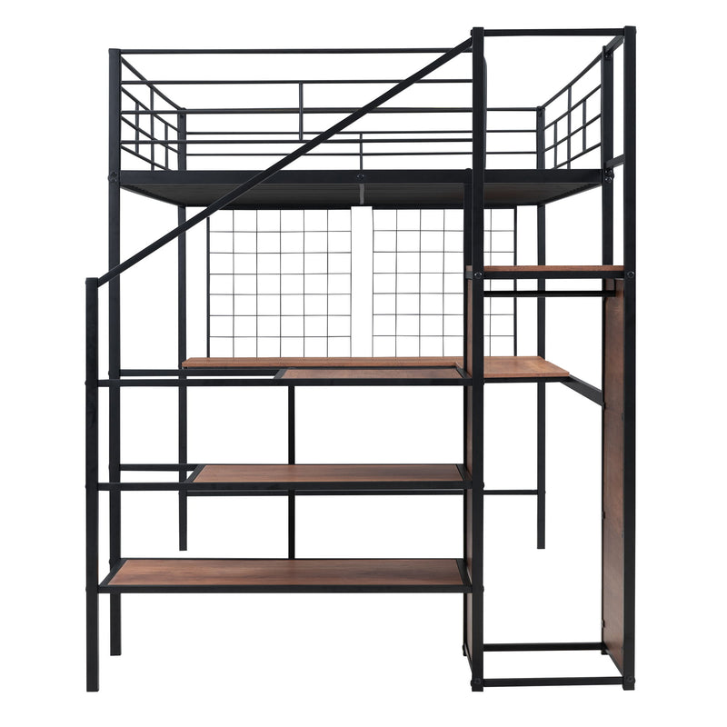 Loft Bed With Desk And Grid, Stylish Frame With Lateral Storage Ladder And Wardrobe - R&R Furniture Gallery (Fountain Valley, CA)