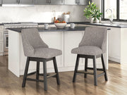 Neymorton - Upholstered Swivel Barstool (Set of 2) - Dark Grayish Brown - R&R Furniture Gallery (Fountain Valley, CA)