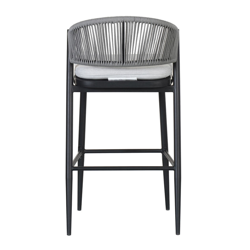 Outdoor Bar Height Metal Frame Counter Stools With Scallop Shaped Backrest & Water Resistant Cushions - R&R Furniture Gallery (Fountain Valley, CA)