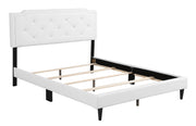 Button tufted upholstered bed by Glory Furniture with cozy, plush fabric and elegant design for comfortable bedrooms.