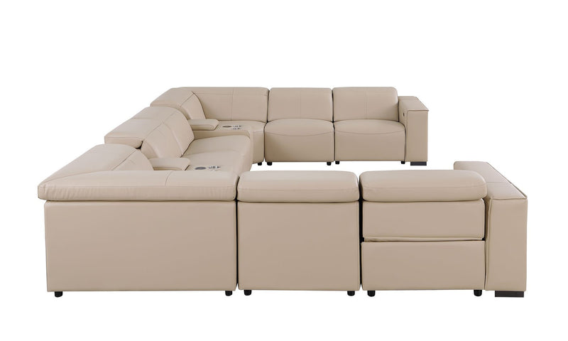 1208 - 10 Piece U Shaped Leather Sectional With 4 Power Recliners & Power Headrest