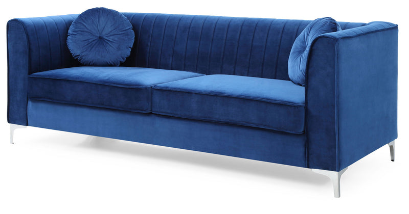 Glory Furniture Delray Micro Suede Stationary Sofa with plush cushions and sleek design, ideal for modern living rooms.