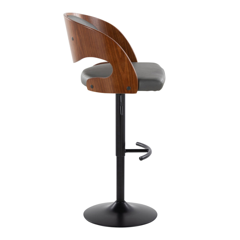 Lumi Source Pino mid-century modern adjustable barstool set with swivel and rounded T-footrest, shown in a stylish interior setting.